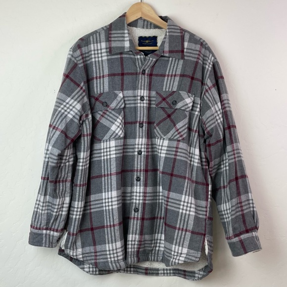 Club Room Men’s Plaid Flannel Sherpa Lined Shirt Jacket Cozy Shacket Size XL - Picture 2 of 16